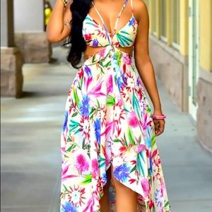 NWOT Floral hi-low Maxi Dress